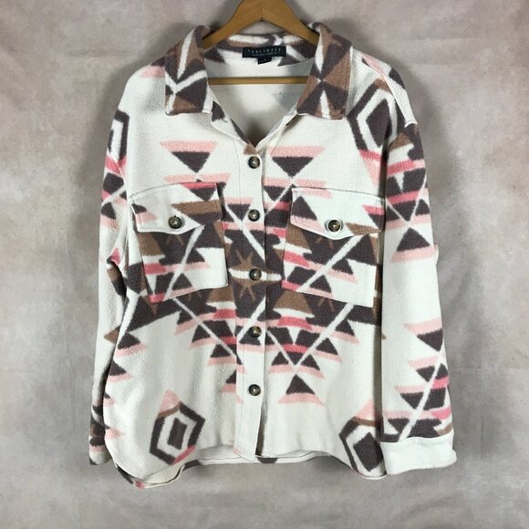 SANCTUARY Women's Aztec Fleece Shirt Jacket Shacket Size 1X - Picture 9 of 9